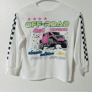 Jeep Off-Road Series Kids 6/6X White Multicolored Long Sleeve Tee Pink Jeep